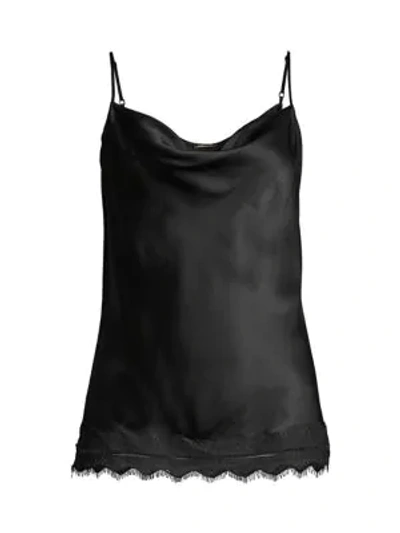 Shop Elie Tahari Jerri Lace-trim Silk Camisole Top In Black