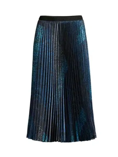 Shop Elie Tahari Sue Animal-print Pleated Midi Skirt In Amalfi Multi