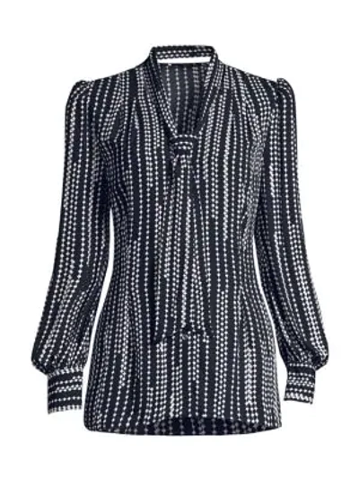 Shop Elie Tahari Women's Percy Puff-sleeve Print Tie-neck Shirt In Stargazer