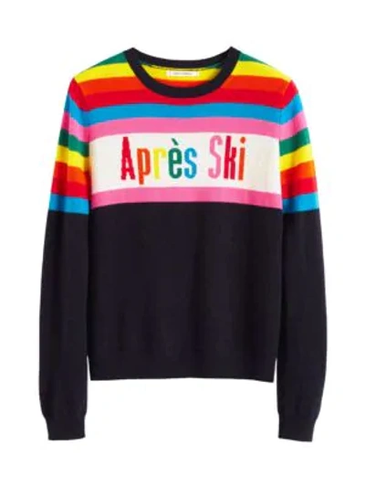 Shop Chinti & Parker Women's Apres Ski Rainbow Intarsia Cashmere Sweater In Navy