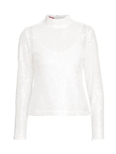 Shop Staud Chaka Lace Blouse In Clear Sequin