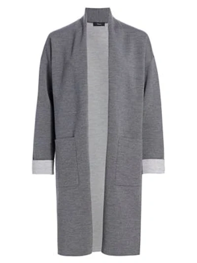 Shop Theory Double Faced Cardigan In Light Grey