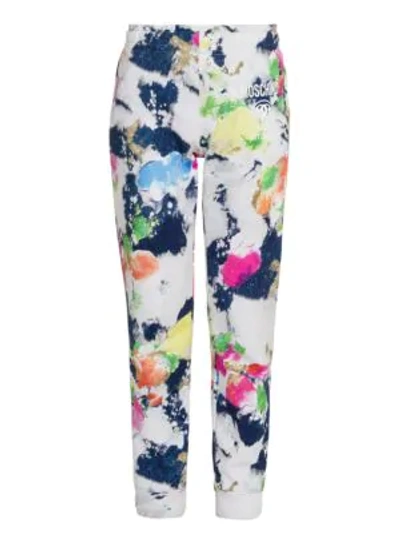 Shop Moschino Abstract Print Joggers In Pink Multi