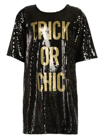 Shop Moschino Trick Or Chic Sequin T-shirt Dress In Black