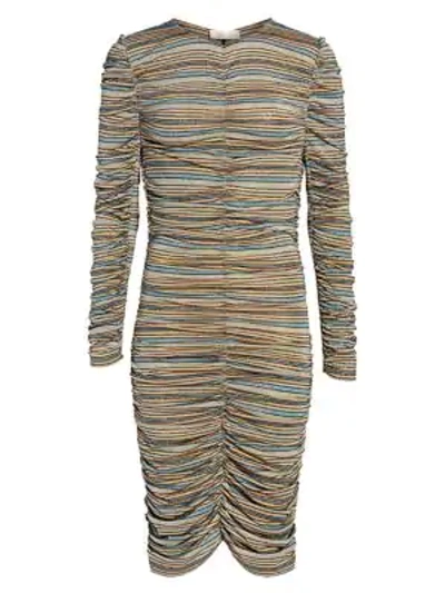 Shop Stine Goya Aida Blake Metallic Stripe Dress In Stripes Blue