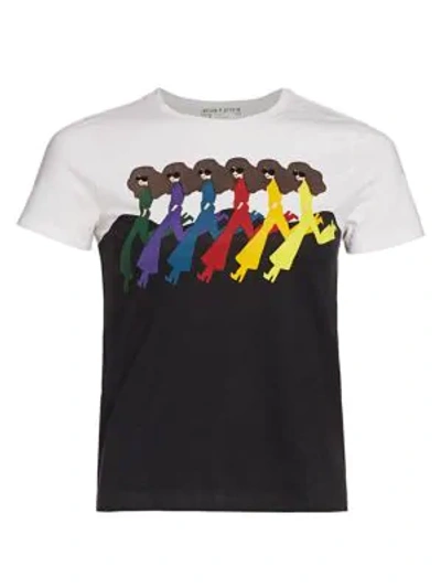 Shop Alice And Olivia Women's Rylyn Embellished Cotton T-shirt In Retro Rainbow