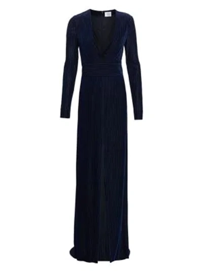 Shop Galvan Stardust Velvet Devoré Gown In Midnight