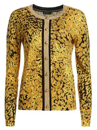 Shop Escada Women's Sivan Abstract Leopard-print Cardigan In Gold Leopard