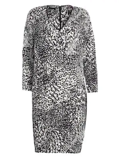 Shop Escada Dixani Abstract Leopard-print Shift Dress In Black Leopard