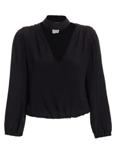 Shop Alice And Olivia Luba Blouson Choker Top In Black