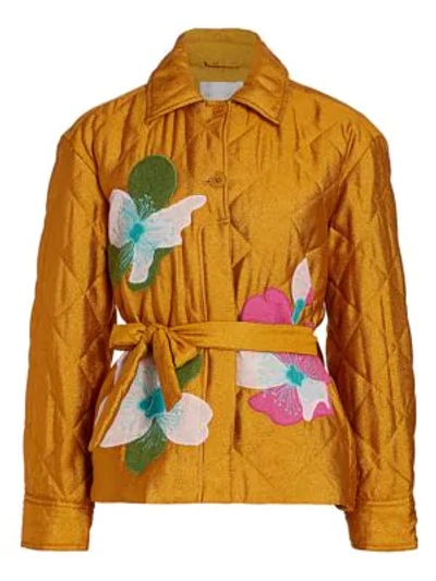 Shop Stine Goya Aida Miki Appliqué Quilted Jacket In Jasmine Gold