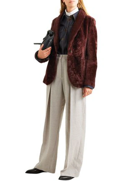 Shop Brunello Cucinelli Shearling Blazer In Burgundy