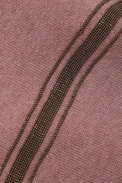 Shop Brunello Cucinelli Bead-embellished Cashmere Sweater In Lavender