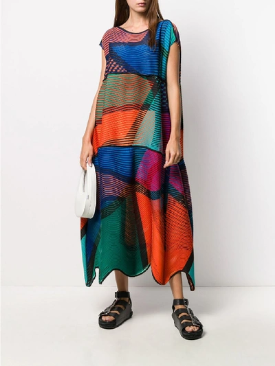 Shop Issey Miyake Sleeveless Dress In Multicolor