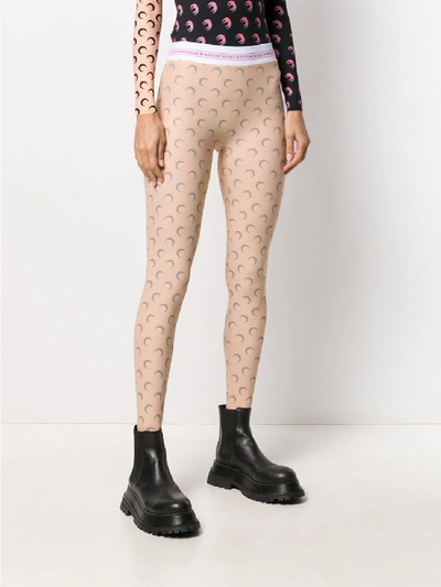 Shop Marine Serre All Over Moon Leggings In Pink