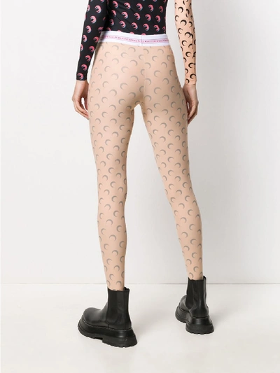 Shop Marine Serre All Over Moon Leggings In Pink