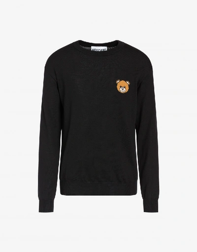 Shop Moschino Wool Pullover With  Teddy Bear In Black