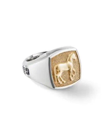 Shop David Yurman Petrvs® Horse Signet 18k Yellow Gold & Sterling Silver Ring