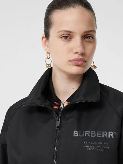 Shop Burberry Horseferry Print Lightweight Funnel Neck Jacket In Black