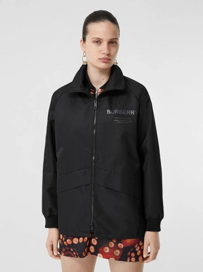 Shop Burberry Horseferry Print Lightweight Funnel Neck Jacket In Black