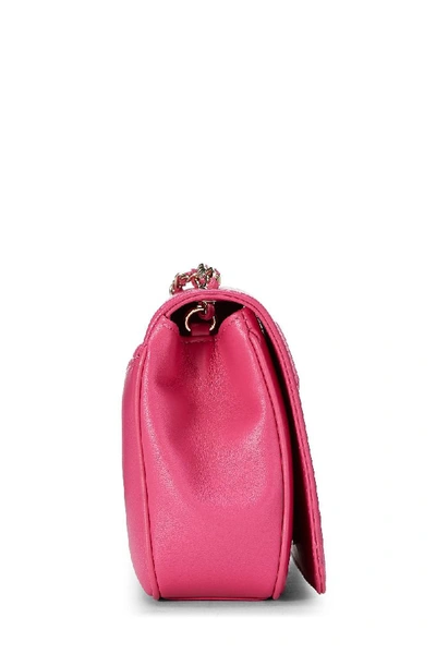 Shop Chanel Pink Lambskin Cc Flap Shoulder Bag