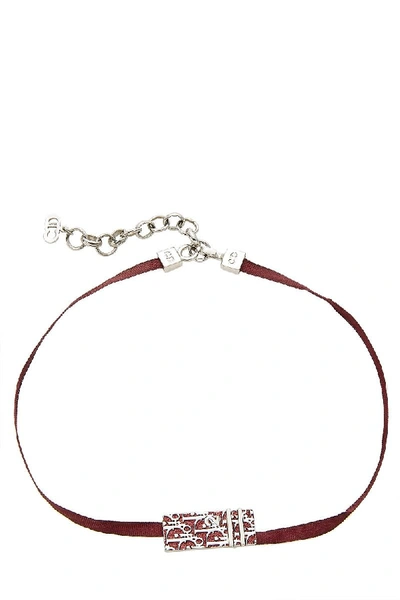 Pre-owned Dior Burgundy Satin Varsity Issimo Choker