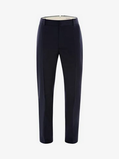 Shop Alexander Mcqueen Wool Mohair Tuxedo Pants In Navy