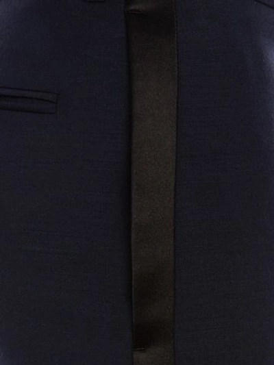 Shop Alexander Mcqueen Wool Mohair Tuxedo Pants In Navy