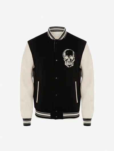 Shop Alexander Mcqueen Embroidered Skull Bomber Jacket In Black
