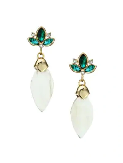 Shop Akola Mixed Designer Crystal & Horn Drop Earrings In Yellow Goldtone