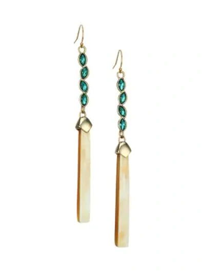 Shop Akola Designer Crystal & Horn Linear Drop Earrings In Yellow Goldtone