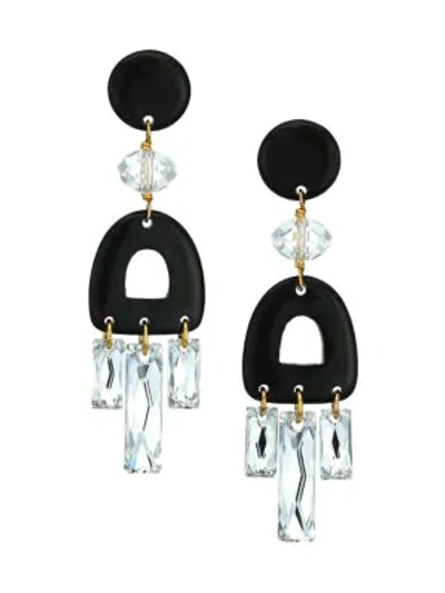 Shop Nest Women's 22k Goldplated, Swarovski Crystal & Horn Chandelier Earrings In Yellow Goldtone