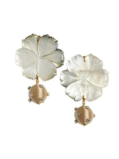 Shop Lizzie Fortunato Women's Goldplated Mother-of-pearl Flower Drop Earrings