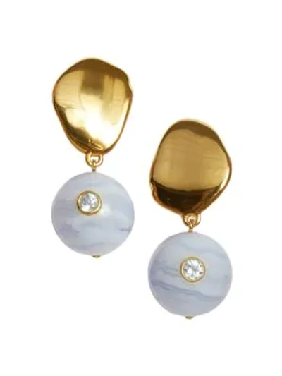 Shop Lizzie Fortunato Goldplated Blue Lace Agate & Blue Topaz Drop Earrings