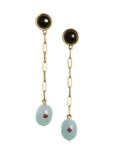 Shop Lizzie Fortunato Women's Moroccan Modern Goldplated & Multi-stone Chain Drop Earrings