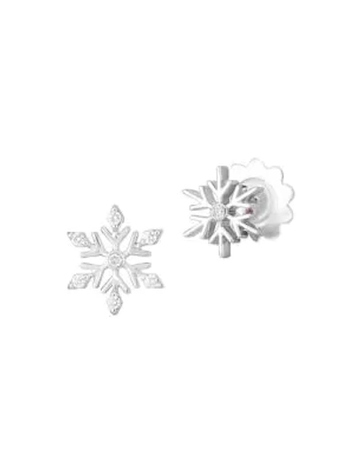 Shop Roberto Coin Disney's Frozen 2 X  18k White Gold & Diamond Snowflake Stud Earrings