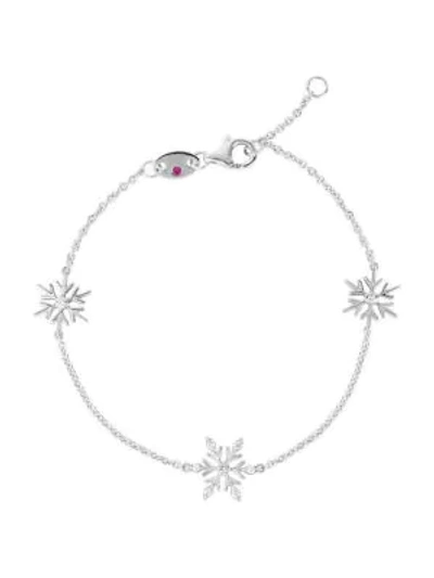 Shop Roberto Coin Disney's Frozen 2 X  18k White Gold & Diamond Snowflake Charm Bracelet