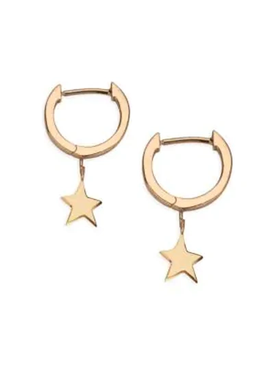 Shop Jennifer Zeuner Jewelry Mika 14k Goldplated Sterling Silver Star Charm Huggie Earrings In Yellow Goldtone