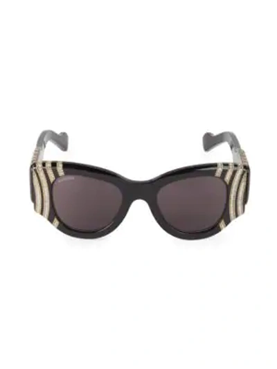 Shop Balenciaga 50mm Embellished Cat Eye Sunglasses In Black