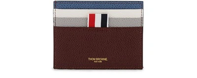 Shop Thom Browne Leather Card Holder In Seasonal-multi