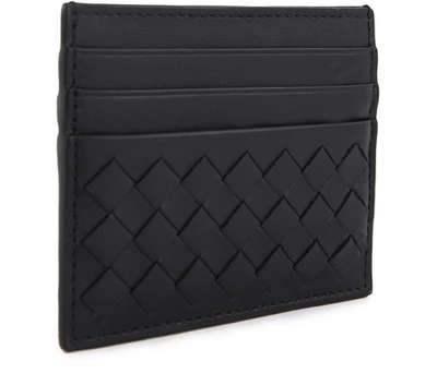 Shop Bottega Veneta Leather Card Holder In Nero+nero