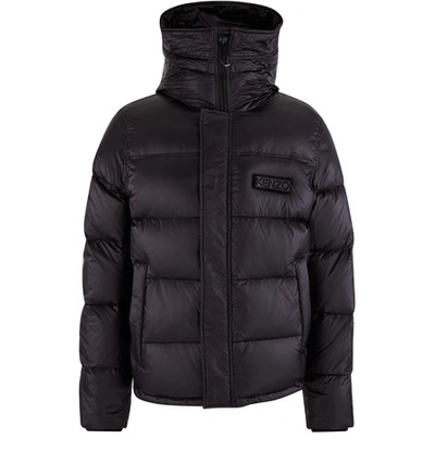 Shop Kenzo Cropped Hooded Padded Jacket In Black