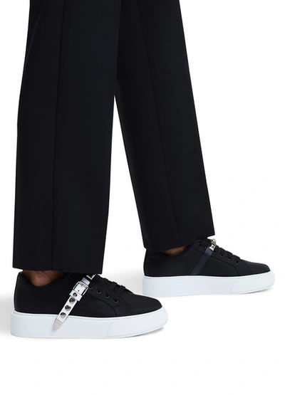 Shop Prada Macro Studs Trainers In Black / White