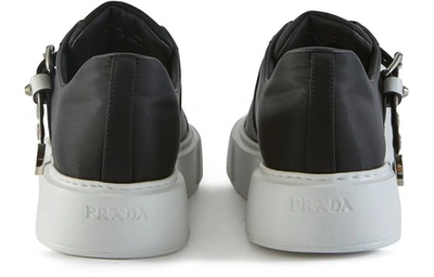 Shop Prada Macro Studs Trainers In Black / White