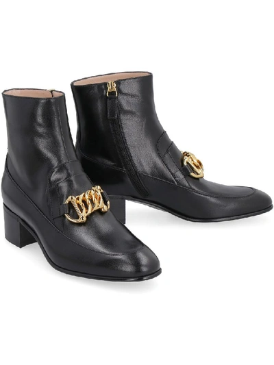 Shop Gucci Leather Ankle Boots In Black