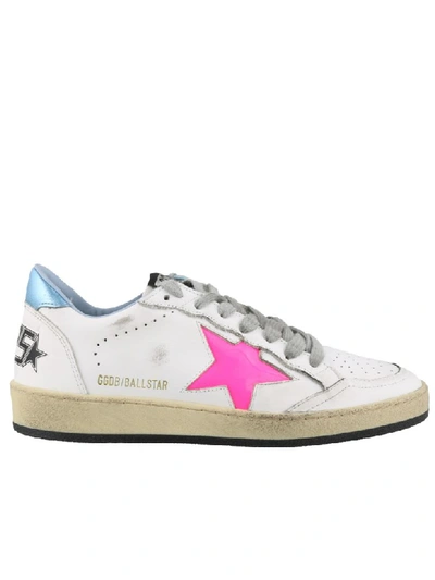 Shop Golden Goose Ball Star Sneakers In White Fucsia Star/logo Laces