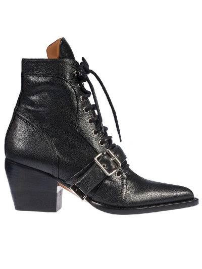 Shop Chloé Buckle Detail Ankle Boots In Black