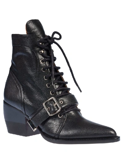 Shop Chloé Buckle Detail Ankle Boots In Black