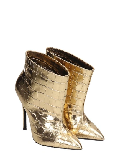 Shop Greymer High Heels Ankle Boots In Gold Leather