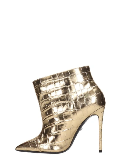 Shop Greymer High Heels Ankle Boots In Gold Leather